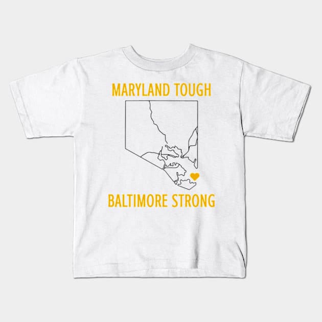 Maryland Tough Baltimore Strong Francis Scott Key Bridge Kids T-Shirt by JanaeLarson